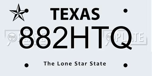 882HTQ Texas License Plate