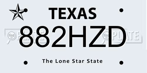 882HZD Texas License Plate
