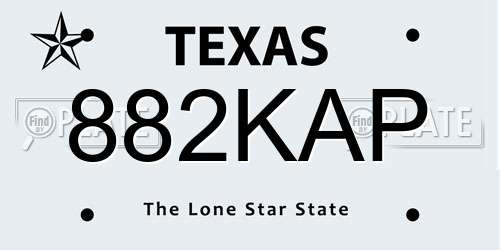 882KAP Texas License Plate