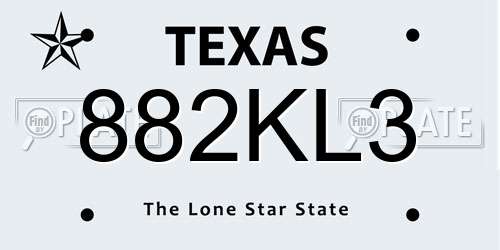 882KL3 Texas License Plate