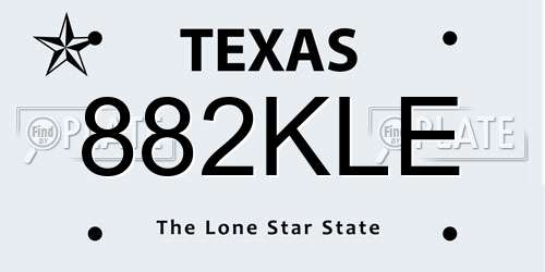 882KLE Texas License Plate