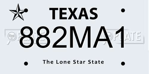 882MA1 Texas License Plate