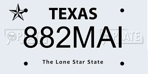 882MAI Texas License Plate