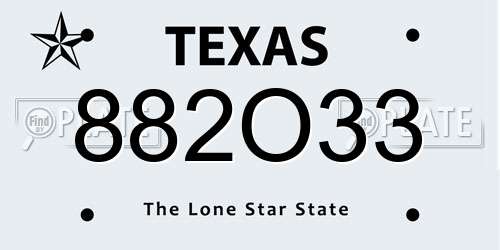 882O33 Texas License Plate
