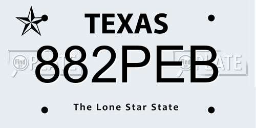 882PEB Texas License Plate