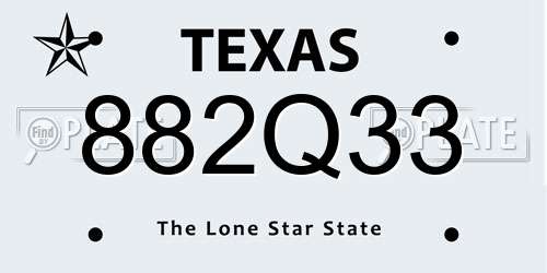 882Q33 Texas License Plate