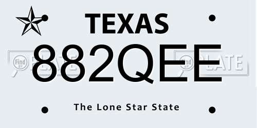 882QEE Texas License Plate