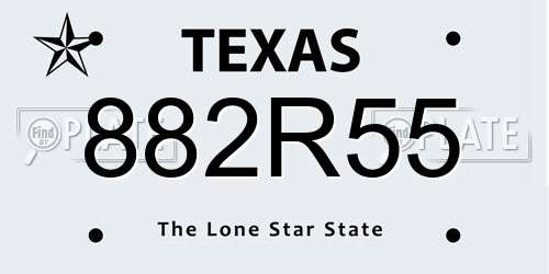 882R55 Texas License Plate