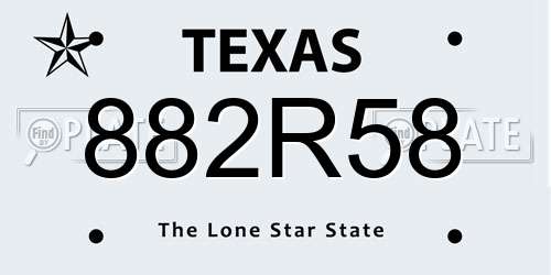 882R58 Texas License Plate