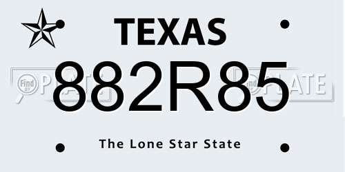 882R85 Texas License Plate
