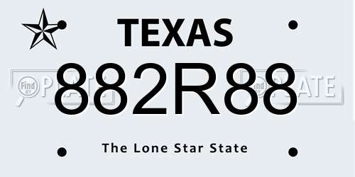 882R88 Texas License Plate