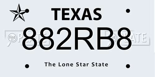 882RB8 Texas License Plate