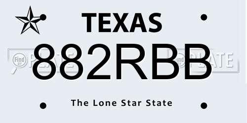 882RBB Texas License Plate