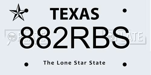 882RBS Texas License Plate