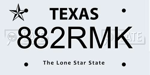 882RMK Texas License Plate