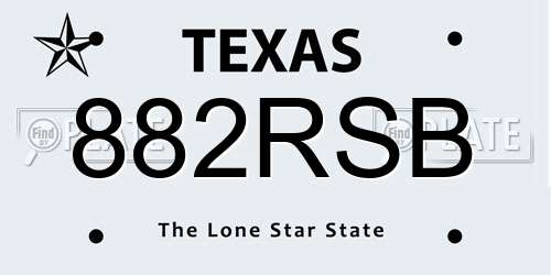 882RSB Texas License Plate