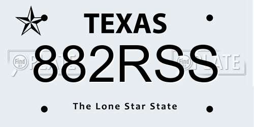 882RSS Texas License Plate
