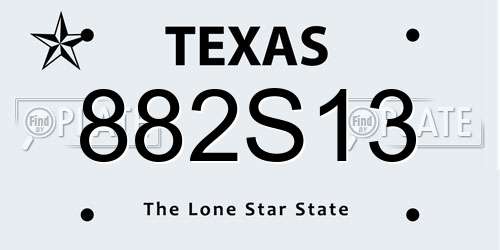 882S13 Texas License Plate