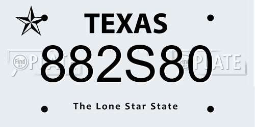 882S80 Texas License Plate