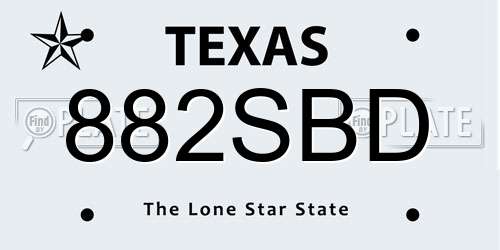 882SBD Texas License Plate