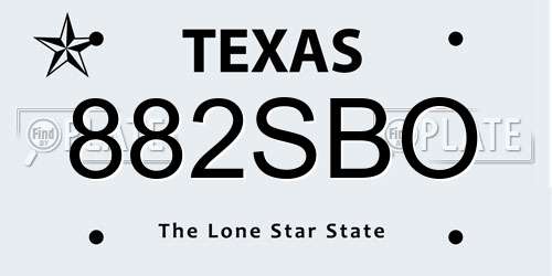882SBO Texas License Plate