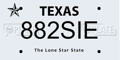 882SIE Texas License Plate