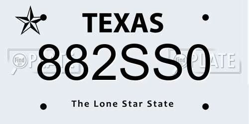 882SS0 Texas License Plate