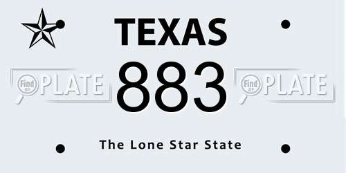 883 Texas License Plate