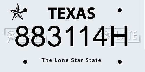 883114H Texas License Plate