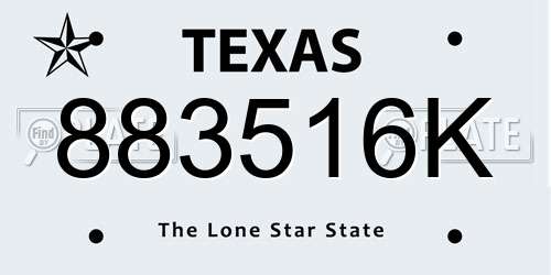 883516K Texas License Plate