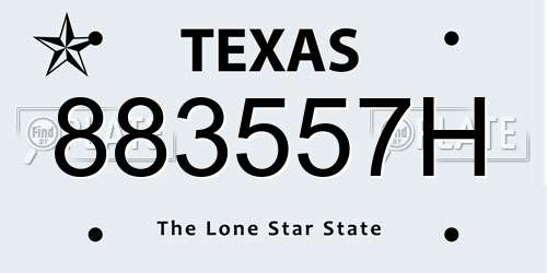 883557H Texas License Plate