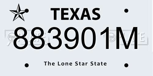 883901M Texas License Plate