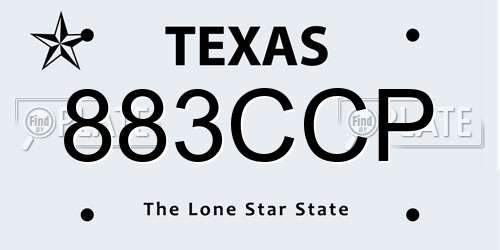 883CCP Texas License Plate