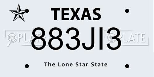 883JI3 Texas License Plate