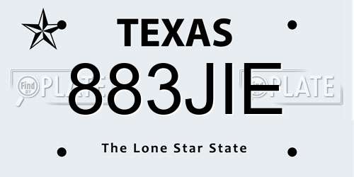 883JIE Texas License Plate