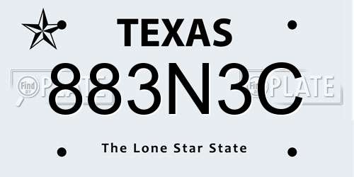 883N3C Texas License Plate