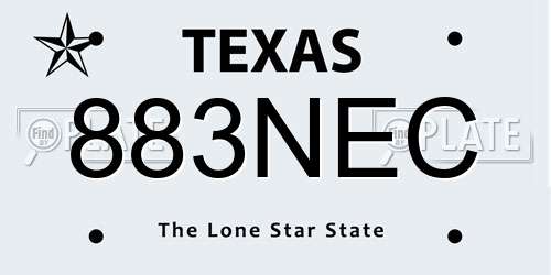 883NEC Texas License Plate