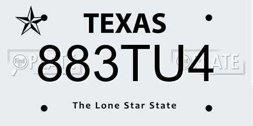 883TU4 Texas License Plate