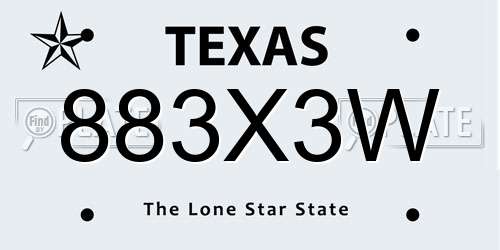 883X3W Texas License Plate