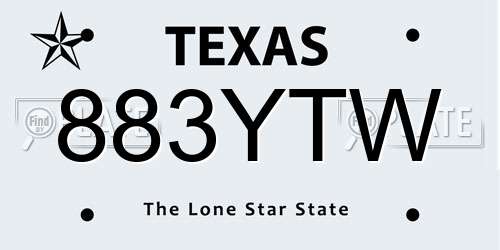 883YTW Texas License Plate