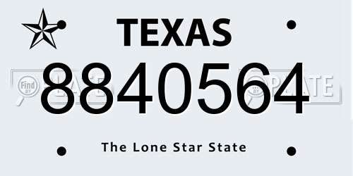 8840564 Texas License Plate
