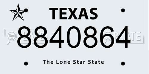 8840864 Texas License Plate