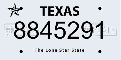 8845291 Texas License Plate
