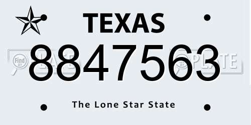 8847563 Texas License Plate
