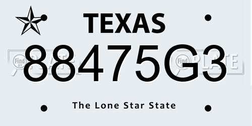 88475G3 Texas License Plate