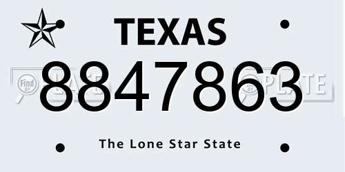 8847863 Texas License Plate