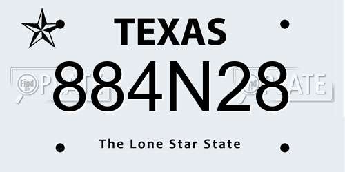884N28 Texas License Plate