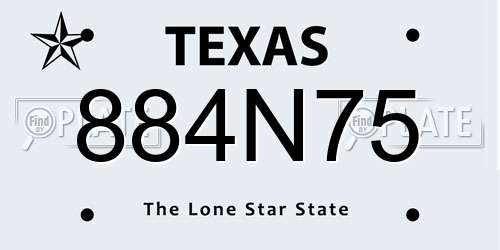 884N75 Texas License Plate