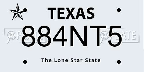 884NT5 Texas License Plate