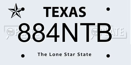 884NTB Texas License Plate
